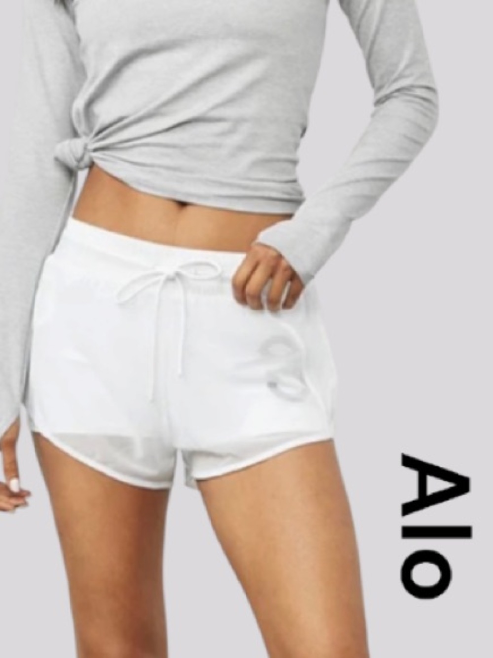 Alo Yoga Ambience Overlay Mesh Graphic  Preformance Shorts